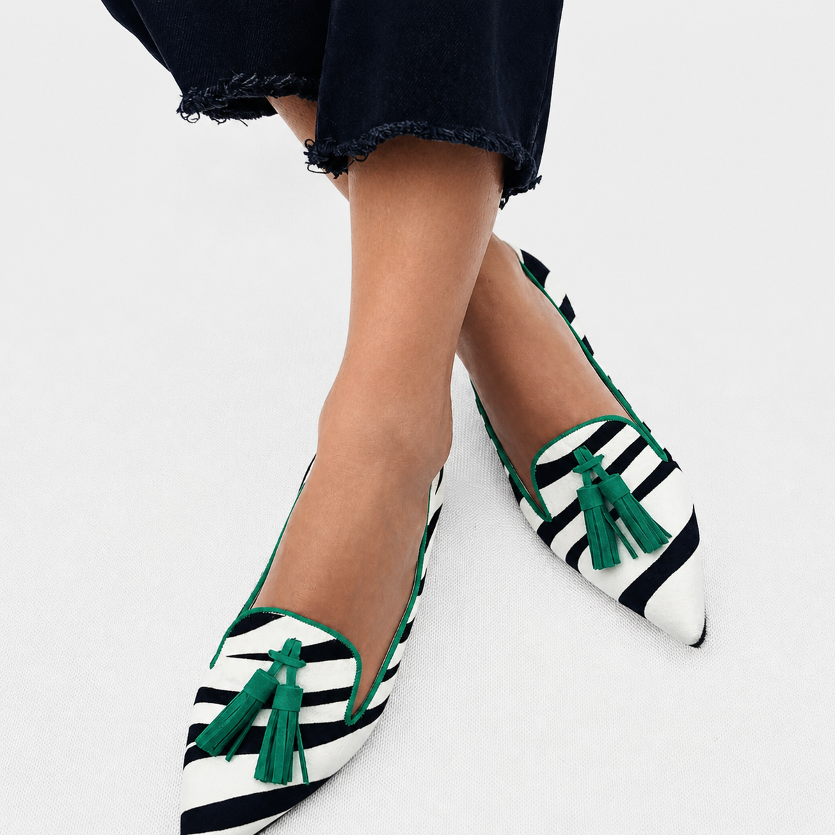 Riane™ | Mocasines Cebra Verde