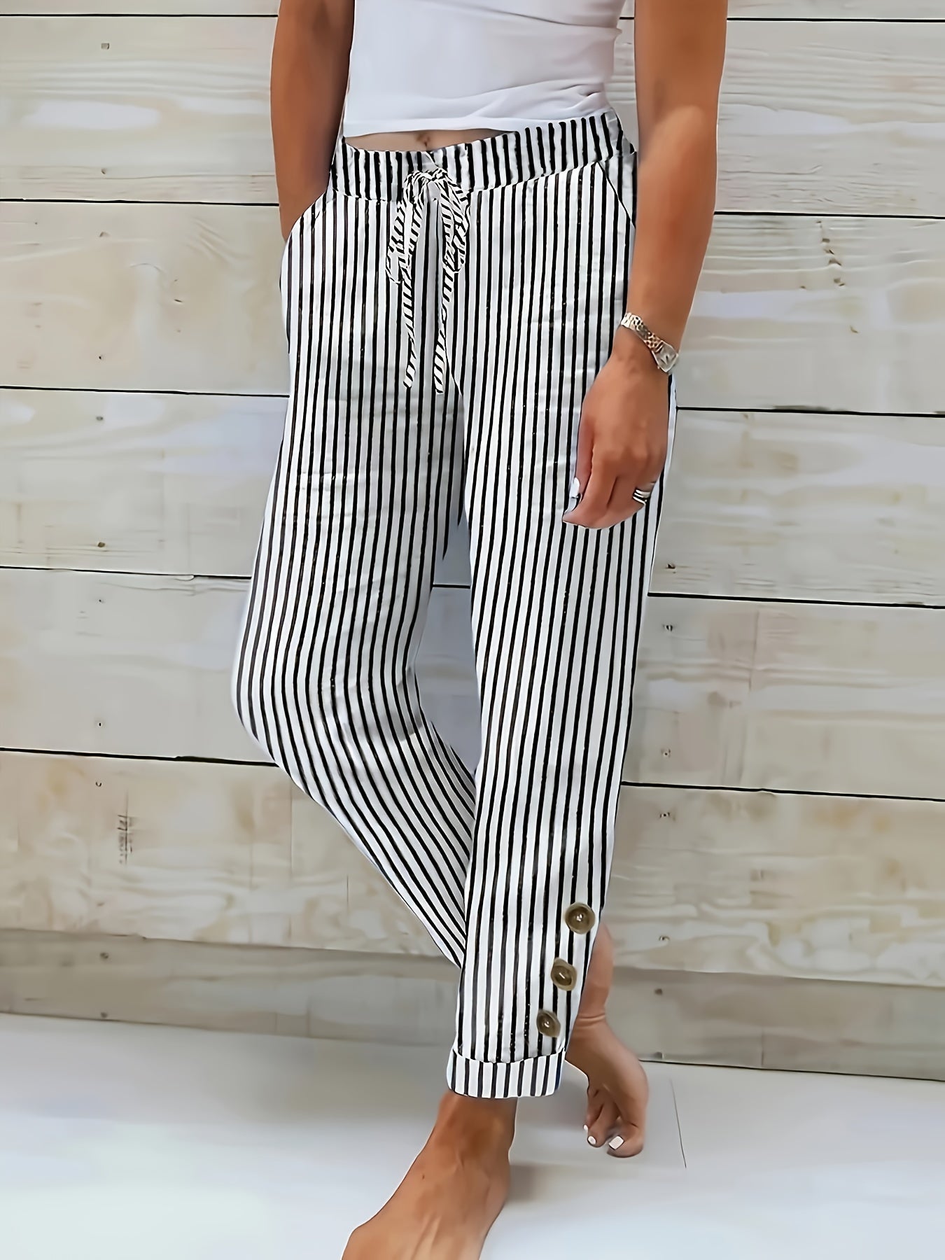 Raquelle - Pantalón Rayado Casual